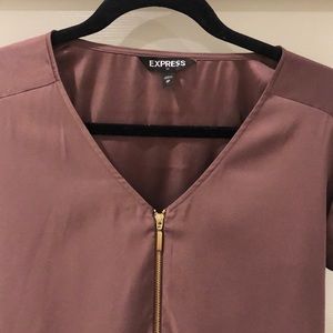 Express Tops - NWOT Express Silky Zip Front Mauve Blouse Express Tops - NWOT Express Silky Zip Front Mauve Blouse